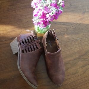 Brown ankle booties by Soda size 8
